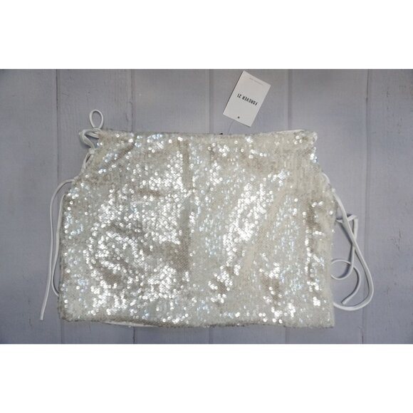 Forever 21 Womens White Sequin Mini Skirt – Size M NWT - Picture 4 of 11